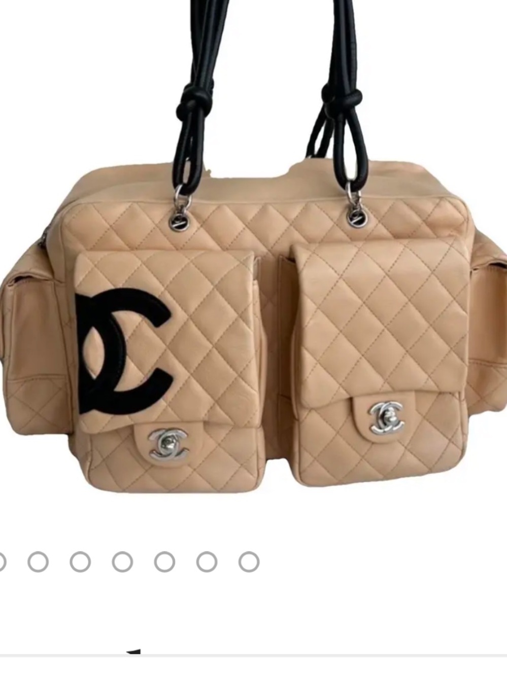 CHANEL CANBON REPORTER BAG LARGE BEIGE & BLK QUILTED - Picture 5 of 16